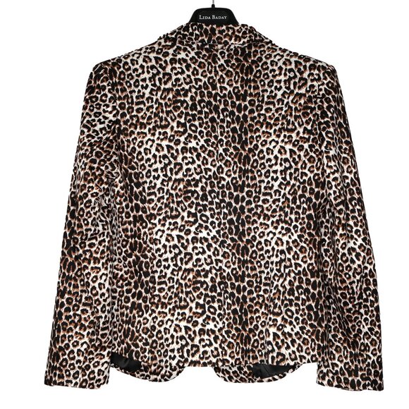 Under Skies Leopard Print Blazer Jacket Single Button Animal Print Office Casual - Picture 3 of 6